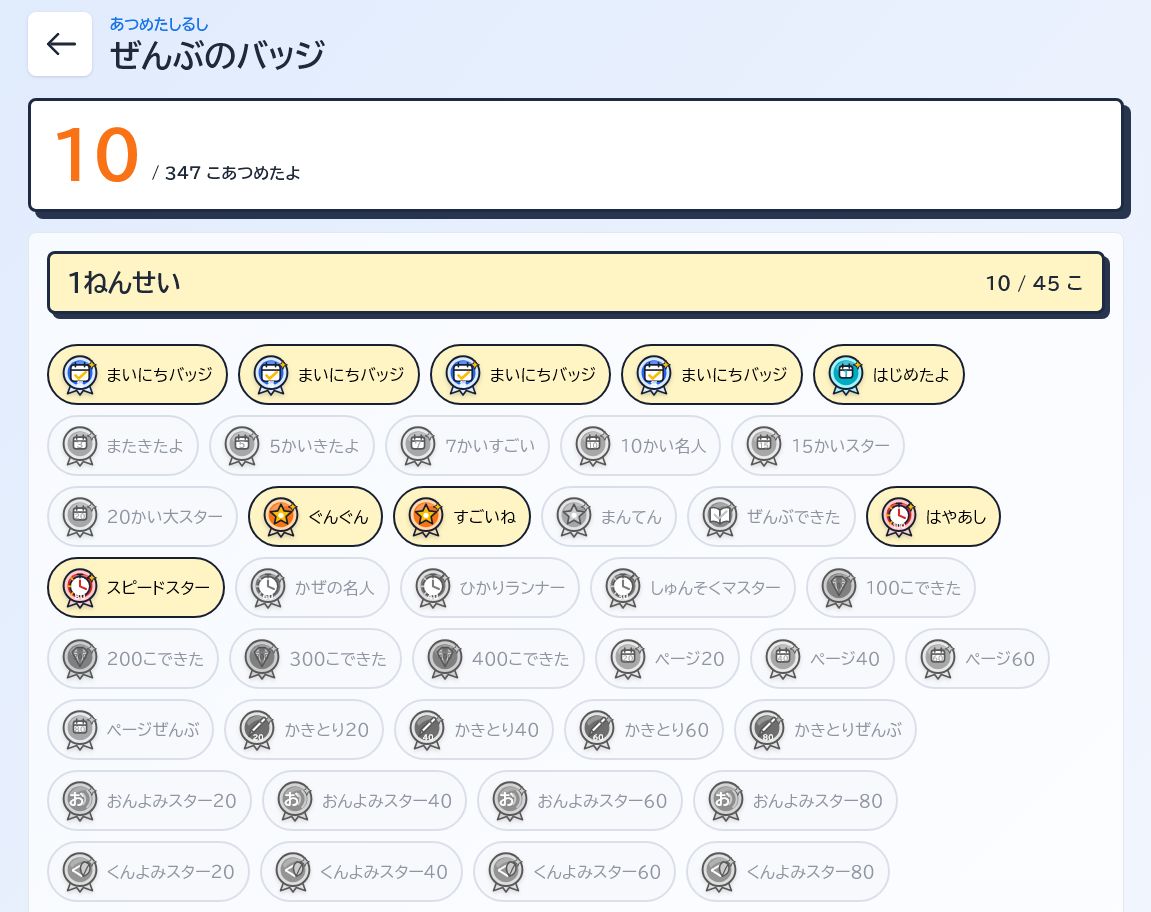 バッジ一覧画面のスクリーンショット